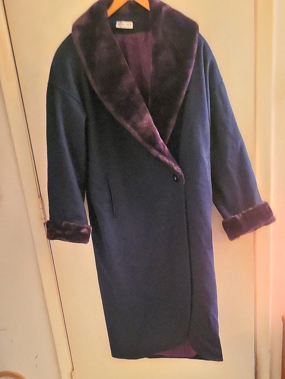 Vintage Hockanum Wool Pea Coat in Blue & Purple